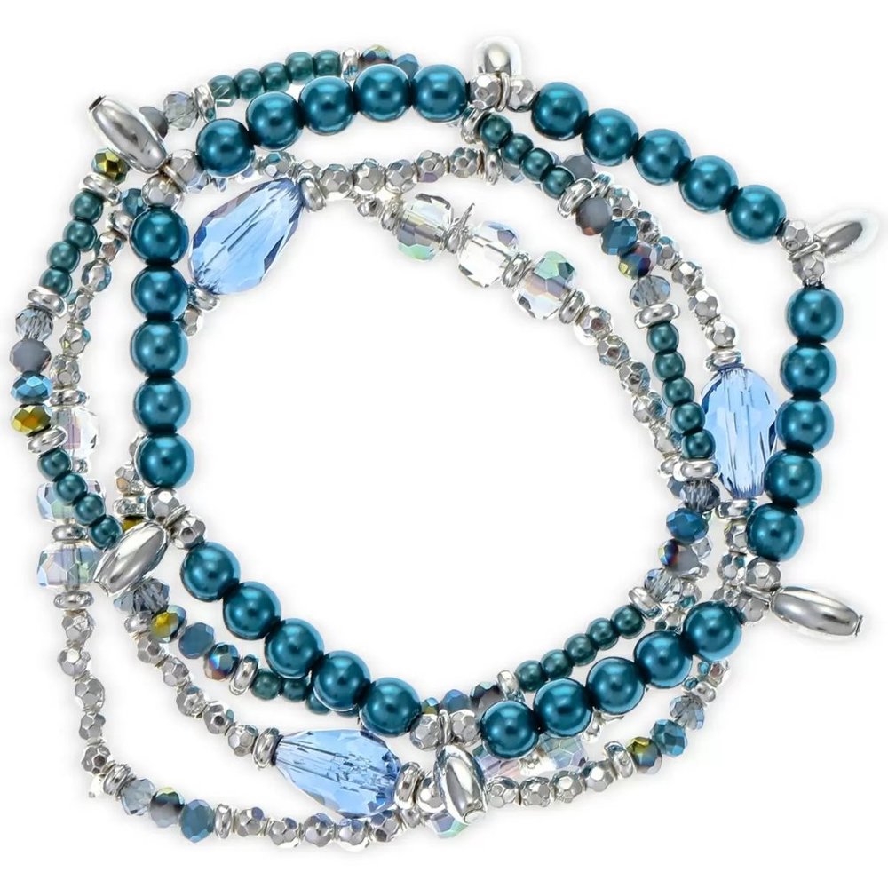 STYLE & CO for Macy's 3-Pc. Set Blue Silver Beaded Stretch Bracelets